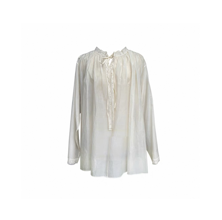 Ruffled Collar Silk-cotton Shirt
