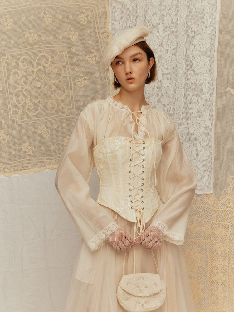 Ruffled Collar Silk-cotton Shirt
