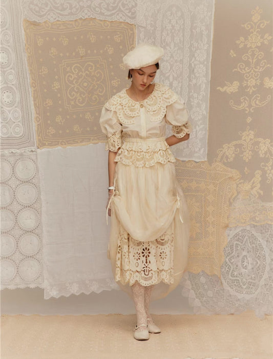 Cold-dyed Big Embroidered Collar Shirt