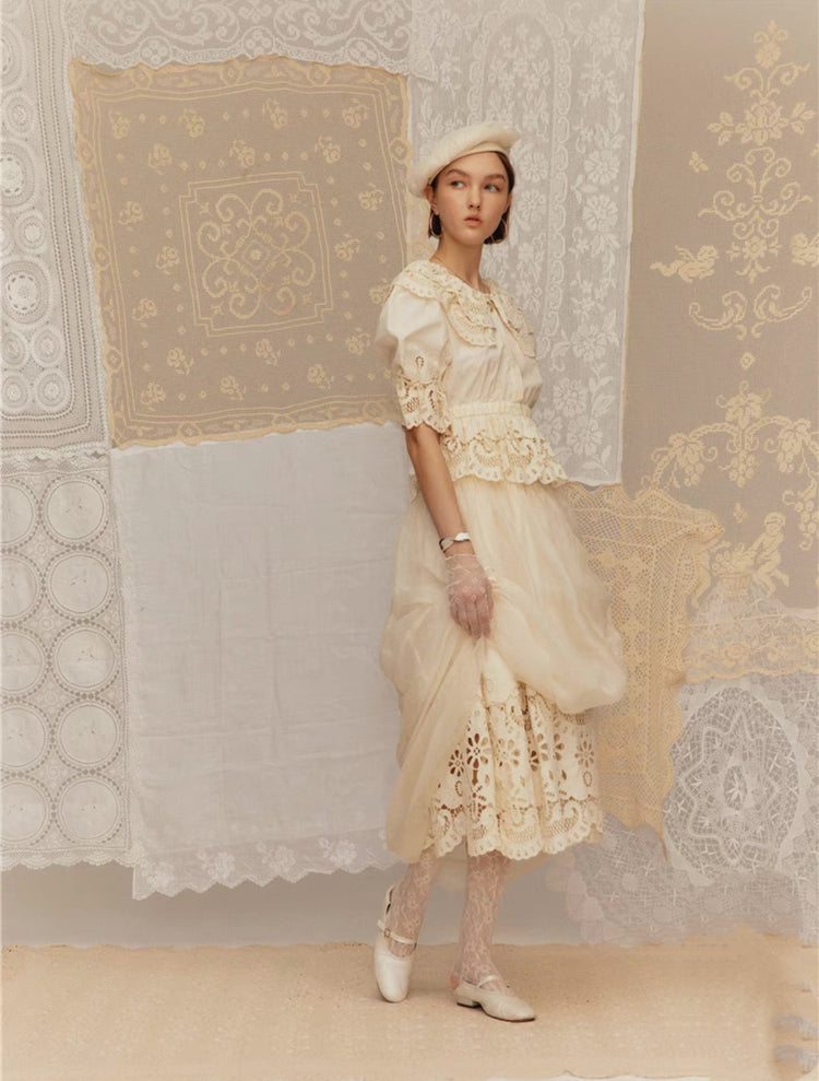 Cold-dyed Big Embroidered Collar Shirt