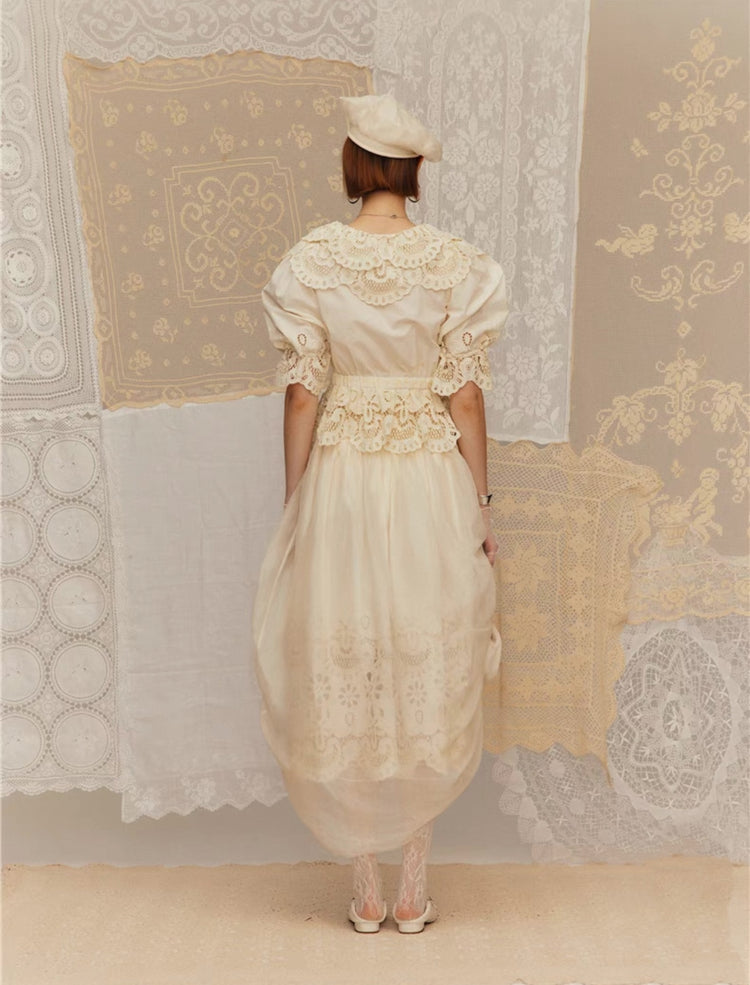Cold-dyed Big Embroidered Collar Shirt