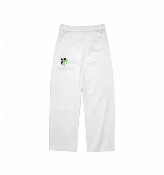 Butterfly Bow Print Loose Wide-leg Jeans