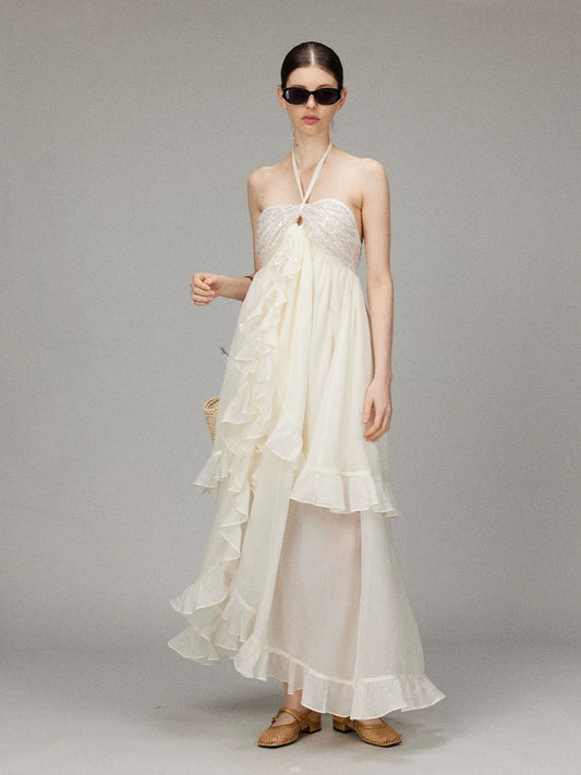 Sequin Tie-neck Halter Dress