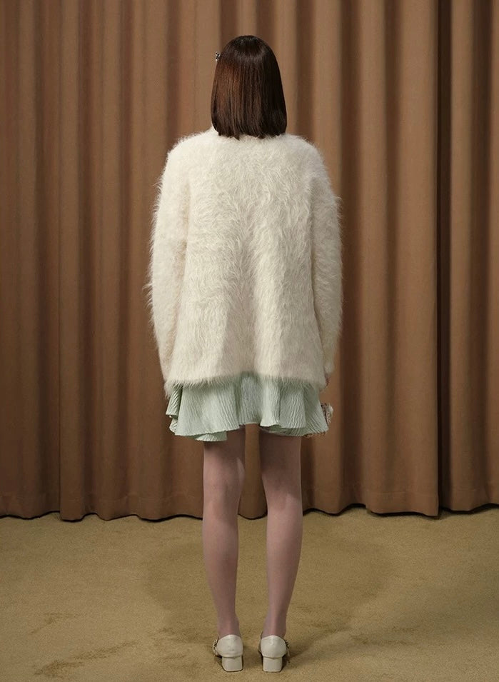 Elegant 3D Flowers Knit Robe Cardigan