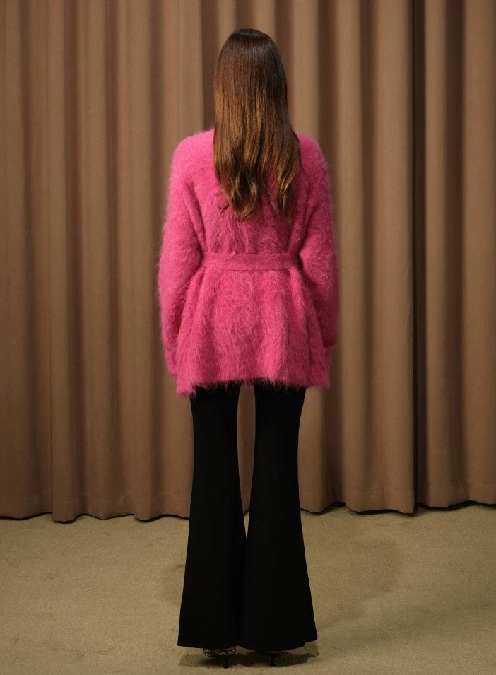 Elegant 3D Flowers Knit Robe Cardigan