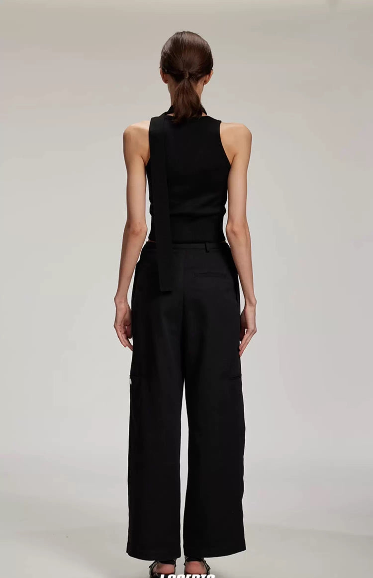 V-neck Sequin Tie-detail Knitted Vest