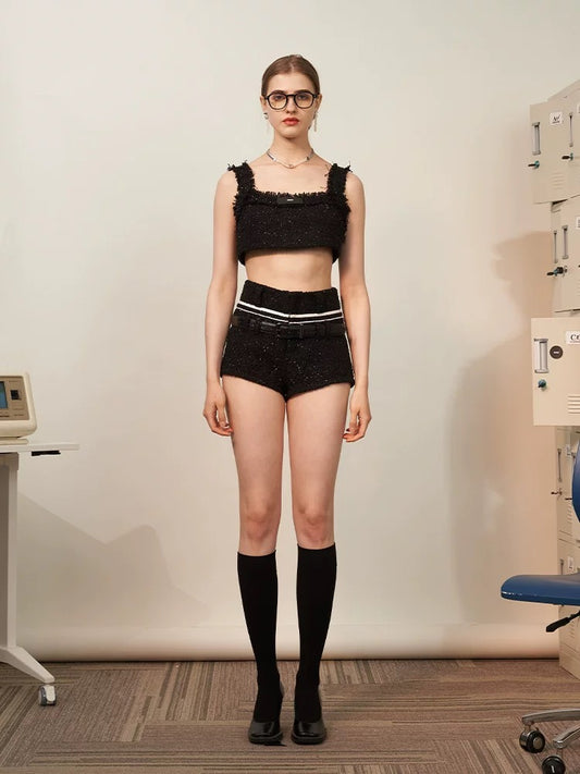 Raw-hem Tweed-style Vest