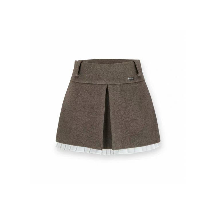 Rational Imbalance - Lace-Trimmed A-Line Wool Skirt