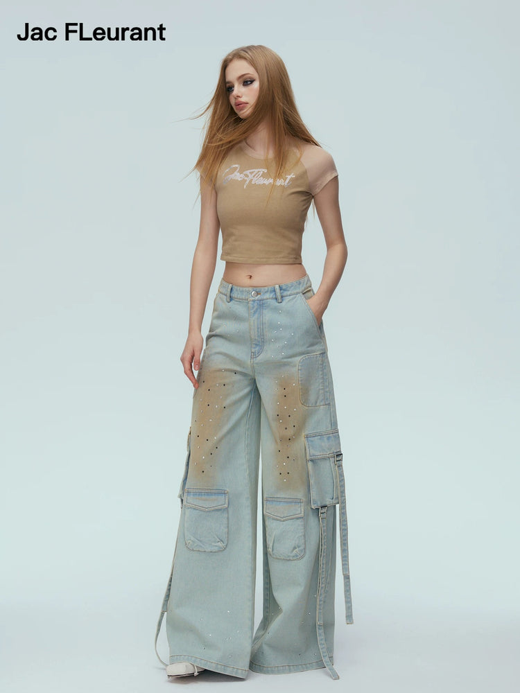 Rhinestone-embellished Workwear Jeans
