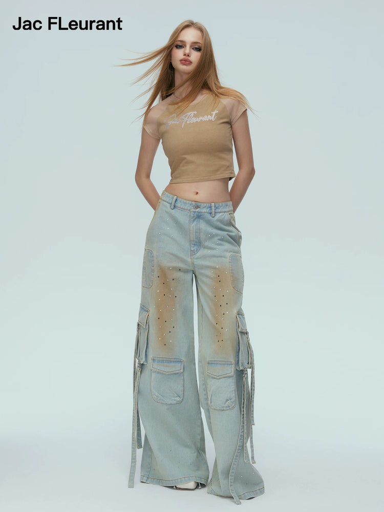 Rhinestone-embellished Workwear Jeans