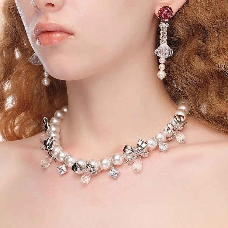 YVMIN X SHUSHUTONG / Bowknot Pearl Necklace