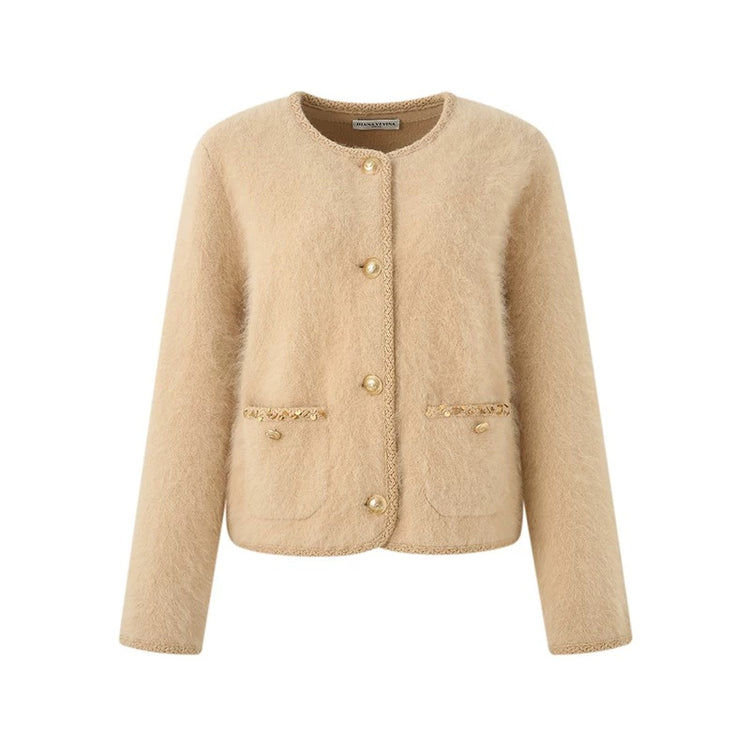 Fuzzy Beaded Short Cardigan