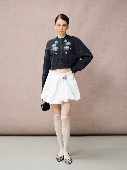 Ribbon Appliqué Embellishments Lambswool Sweater