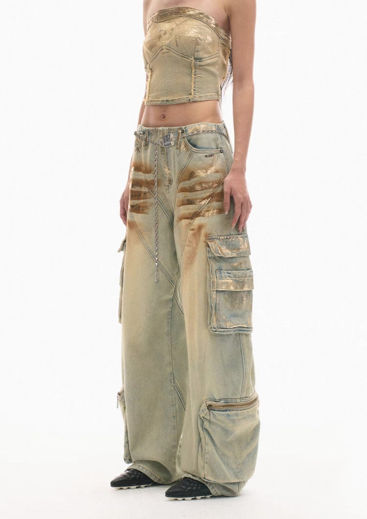 Snake Silver-Brushed H-Cut Jeans