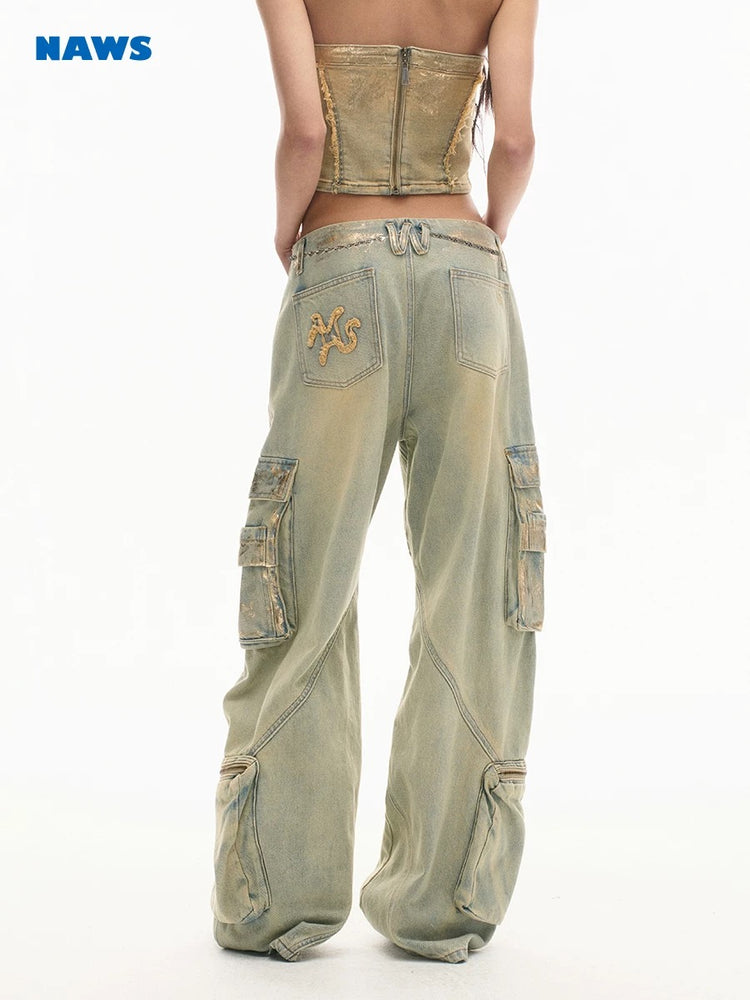 Snake Silver-Brushed H-Cut Jeans