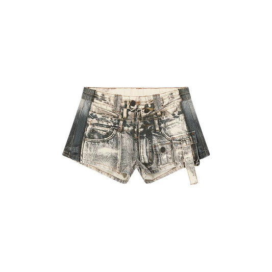 Printed Denim Shorts
