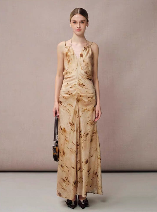 Halter Floral V-neck Dress