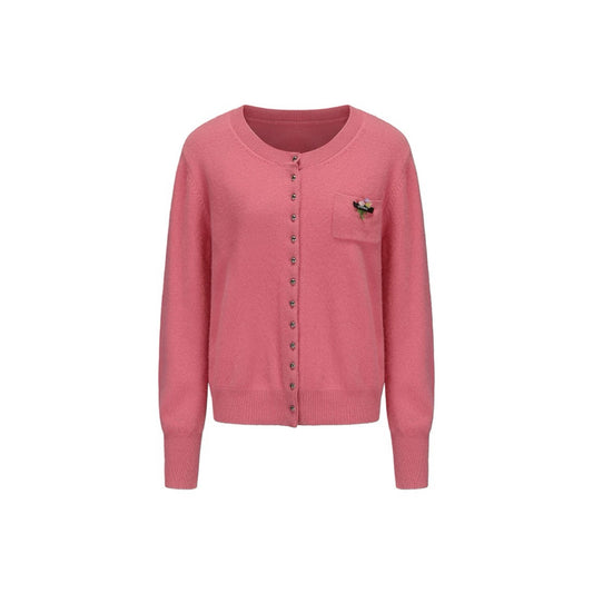 Crew Neck Flowers Wool Knitted Sweater