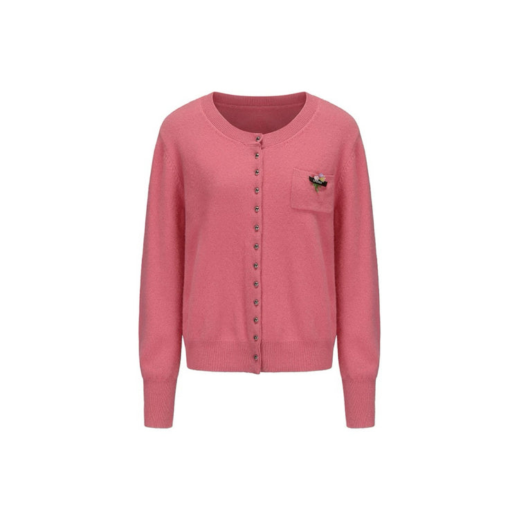 Crew Neck Flowers Wool Knitted Sweater