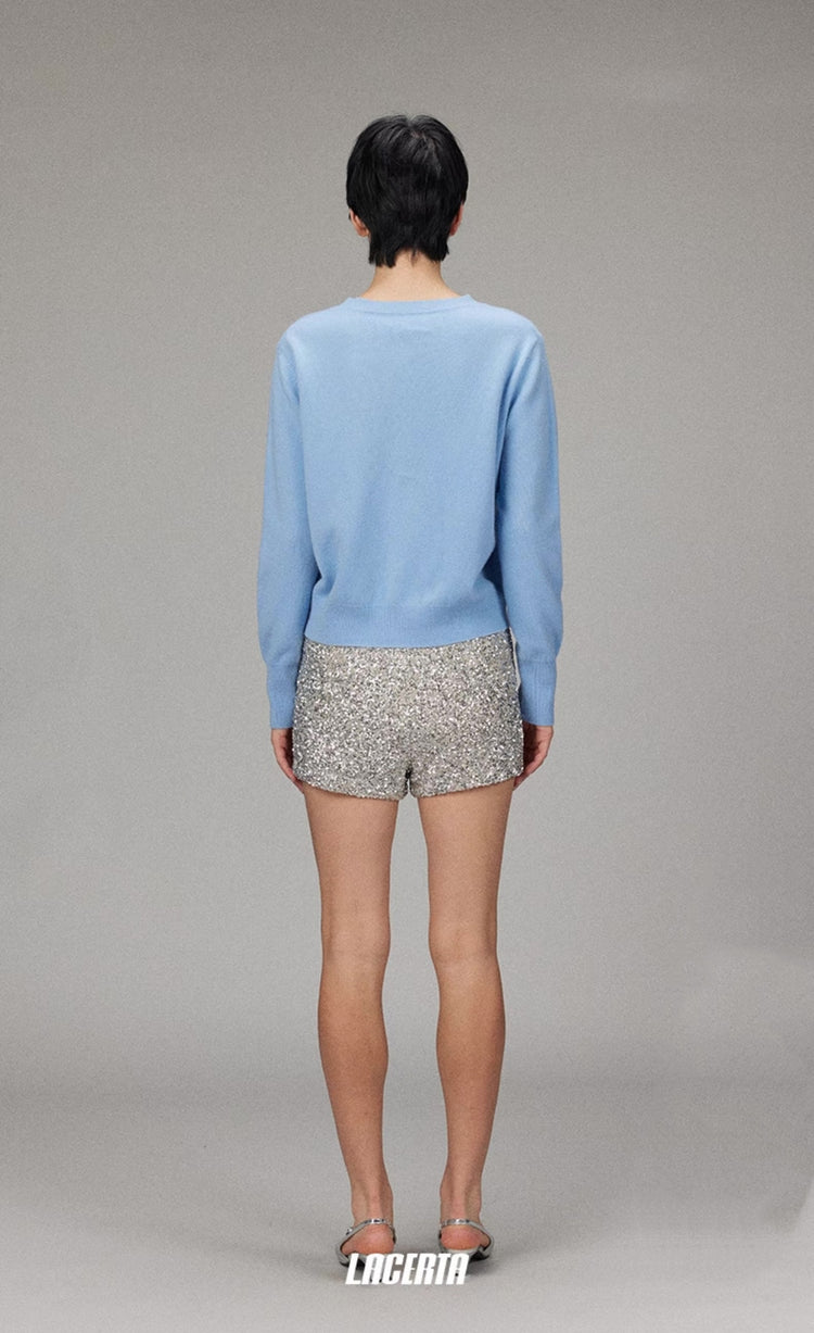 Crew Neck Flowers Wool Knitted Sweater