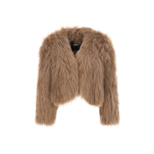 V-neck Cropped Fur Jacket