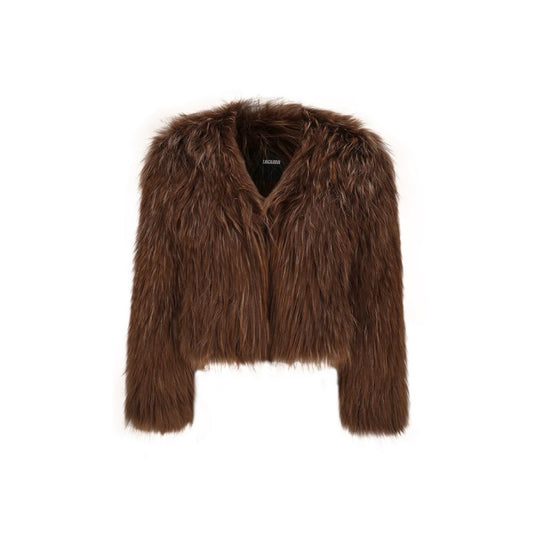 V-neck Cropped Fur Jacket