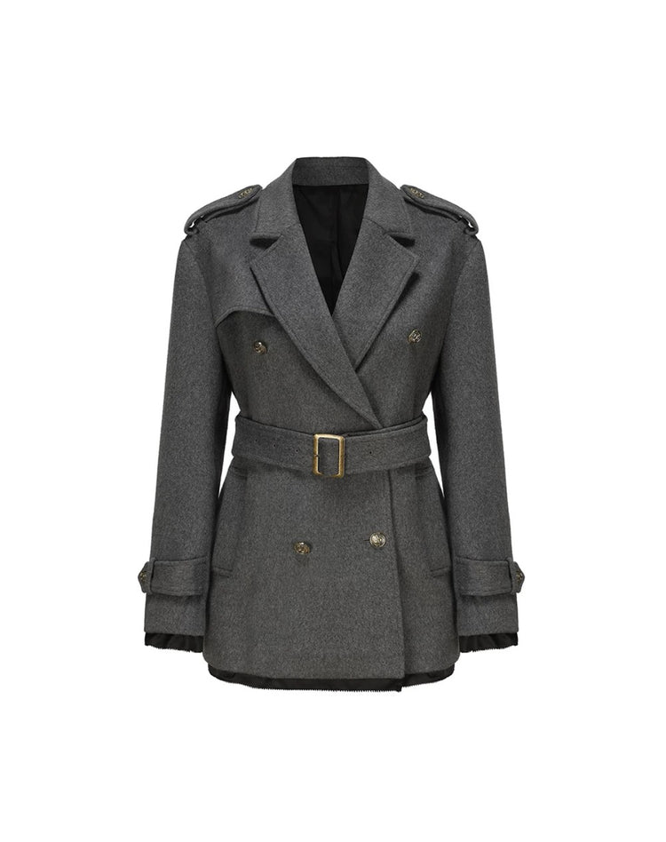 Notch Lapel Cropped Military-style Coat