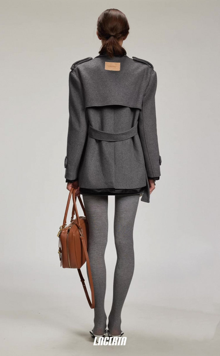 Notch Lapel Cropped Military-style Coat