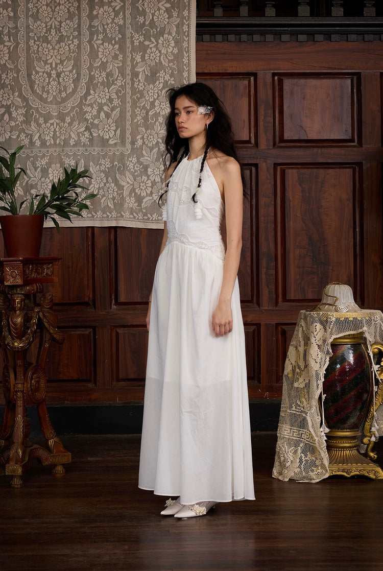 Hollow-out Embroidered Maxi Dress