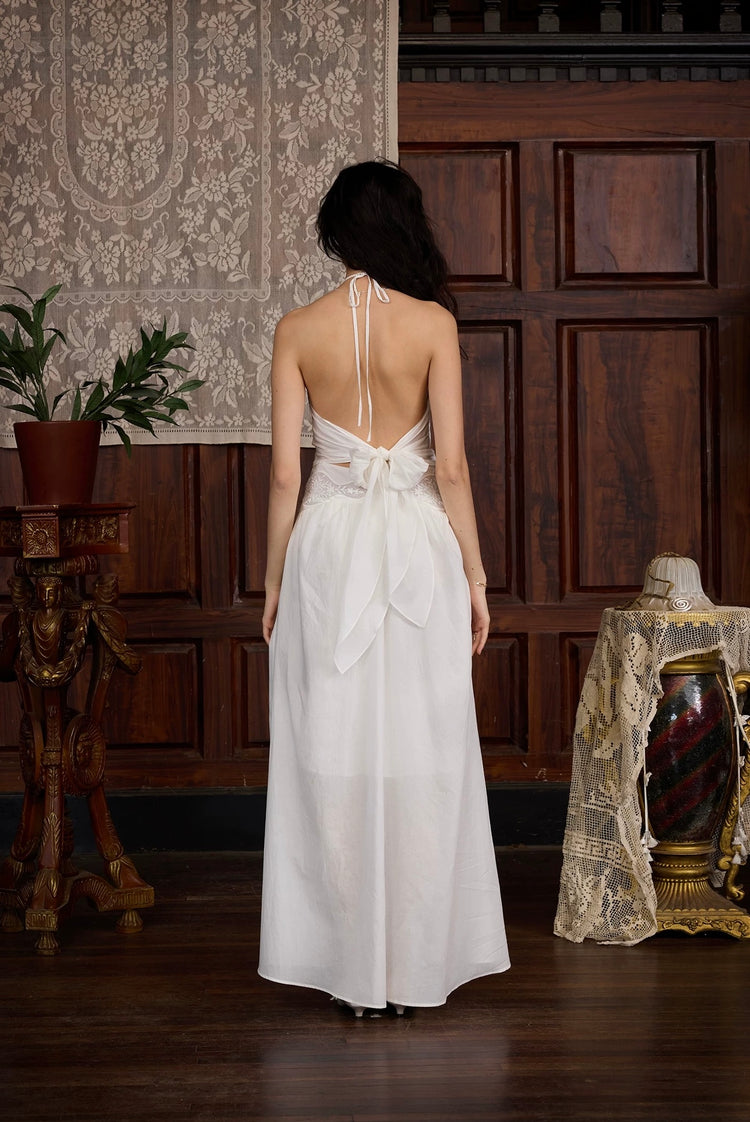 Hollow-out Embroidered Maxi Dress
