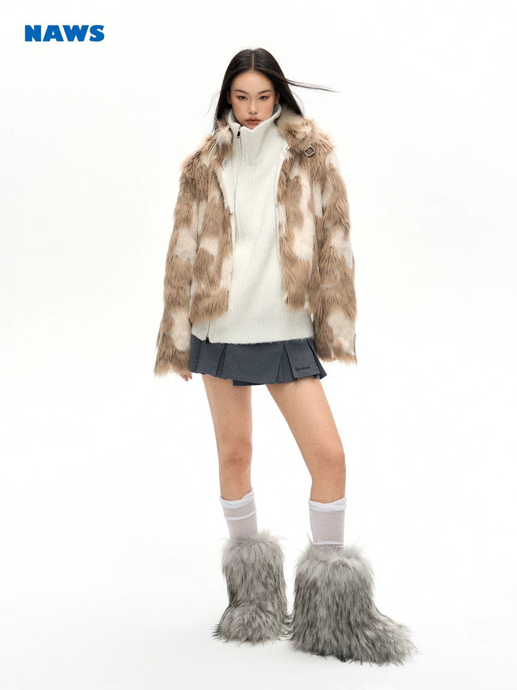 Distressed - Eco-Friendly Faux Rabbit Fur Coat