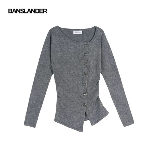 Star-Button Knit Top