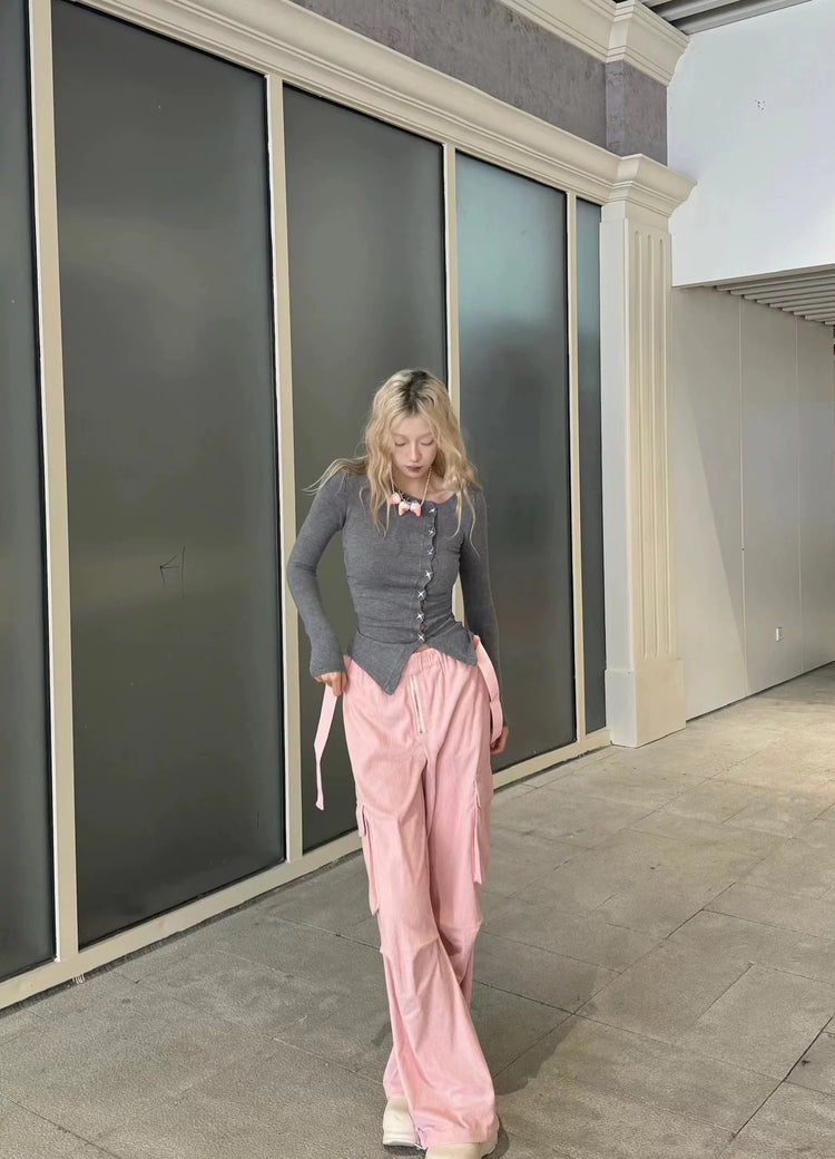 Star-Button Knit Top