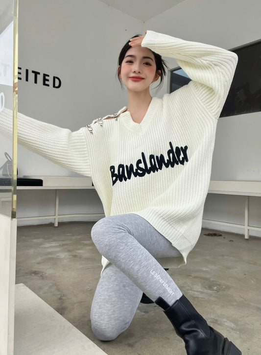 Metal Buckles Logo Sweater