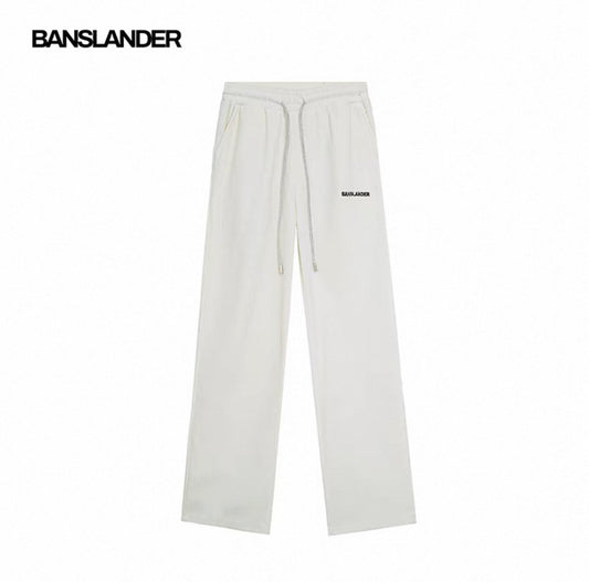 Shiny Drawstring Corduroy Wide-Leg Pants