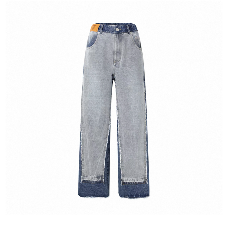 Paneled Washed Raw Hem Pants