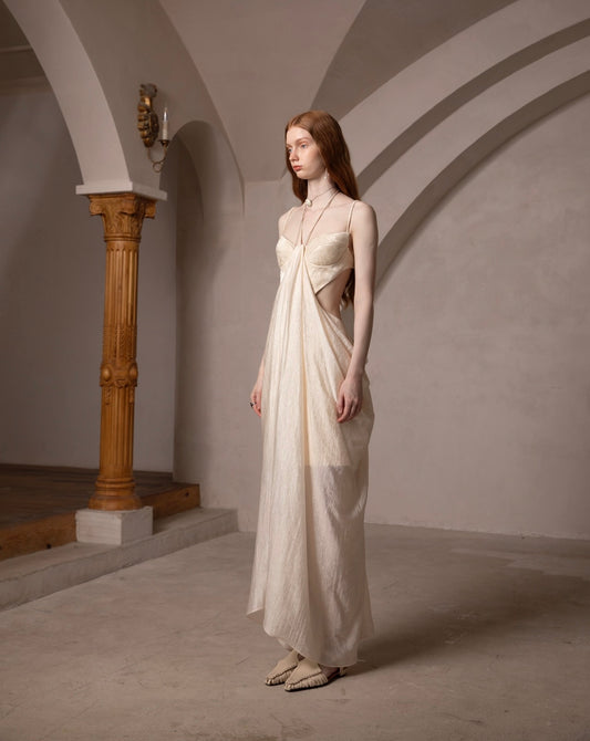 Sheer Waist-Cutout Camisole Dress