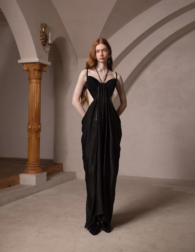 Sheer Waist-Cutout Camisole Dress