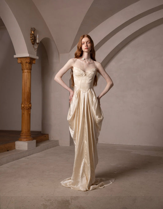 Vintage Palace-Style Backless Camisole Dress