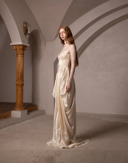 Vintage Palace-Style Backless Camisole Dress