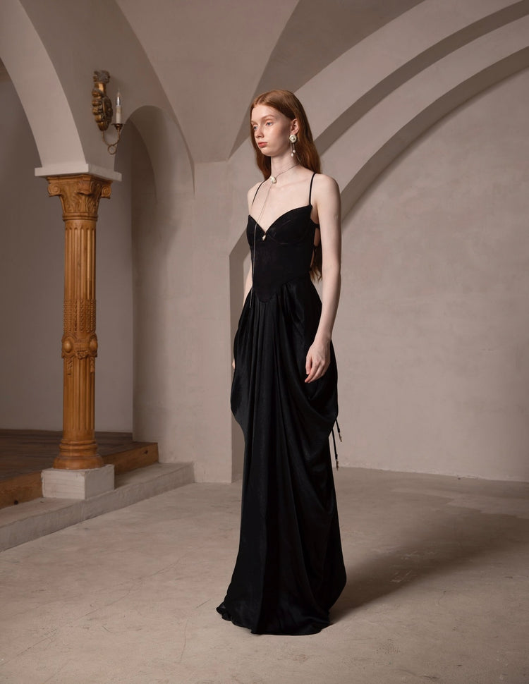 Vintage Palace-Style Backless Camisole Dress