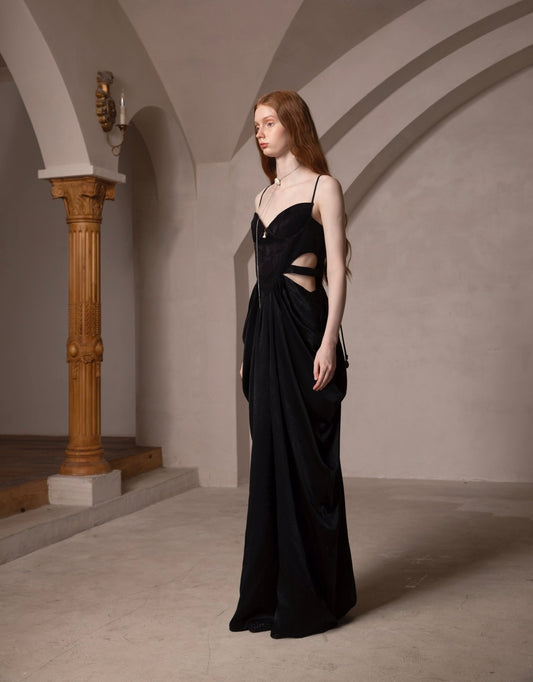 Slim-Fit French Palace-Style Camisole Dress