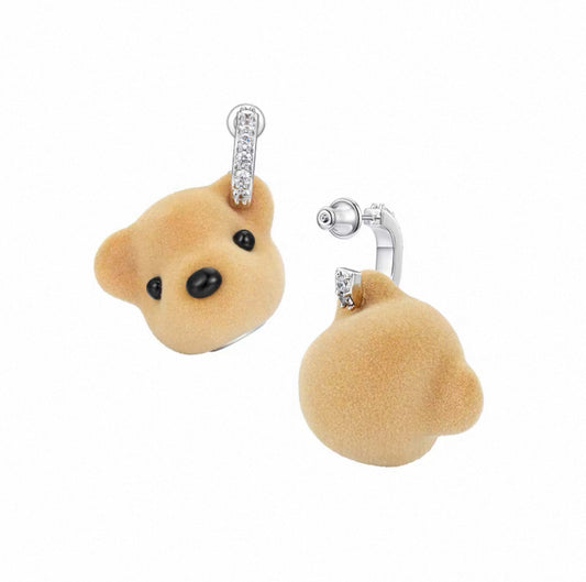 Paradise / Flocked Bear Head Gemstone Earring
