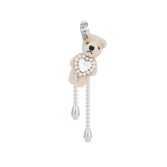 Paradise / Heart Shell Pearl Tassel Bear Earring