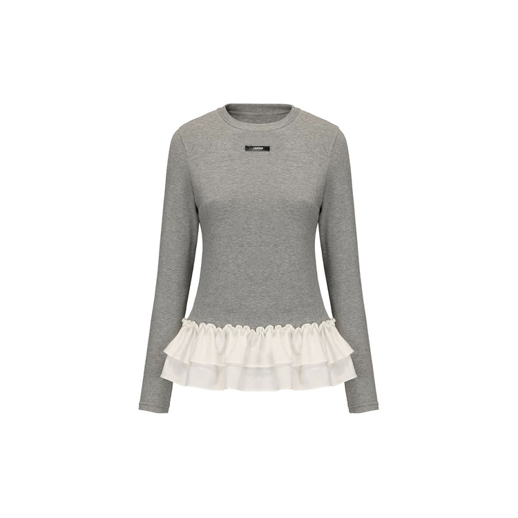 Patchwork Lace Hem T-shirt