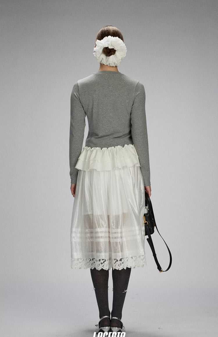 Patchwork Lace Hem T-shirt