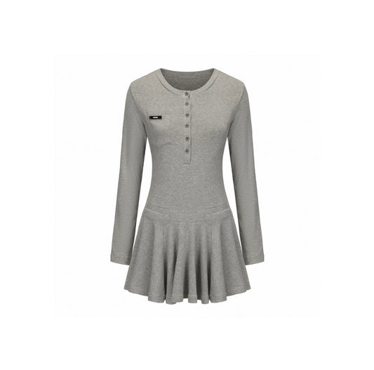 Henley Collar Casual Knit Dress