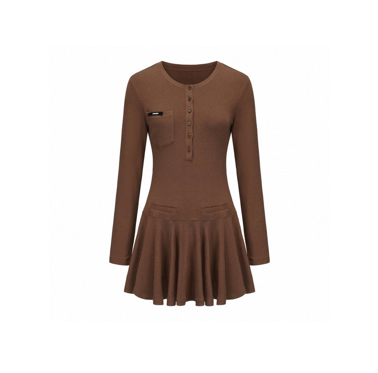 Henley Collar Casual Knit Dress