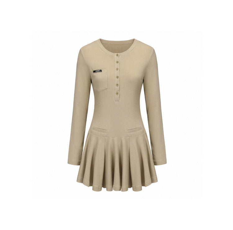 Henley Collar Casual Knit Dress