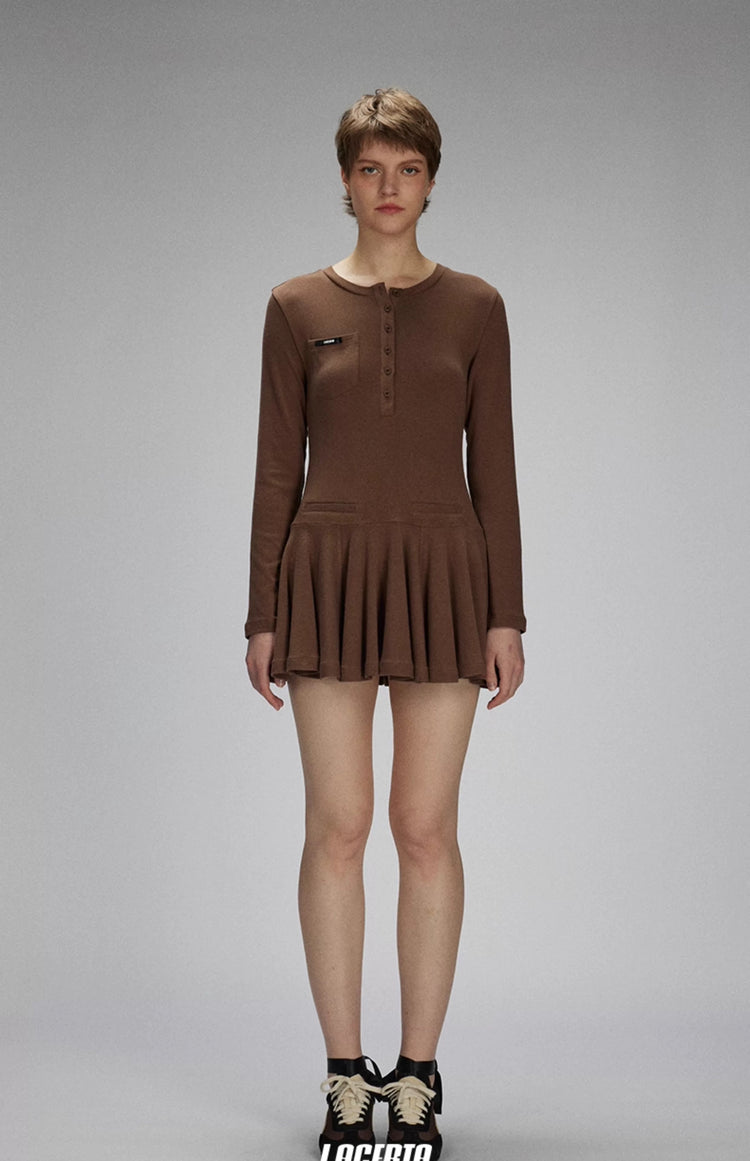 Henley Collar Casual Knit Dress
